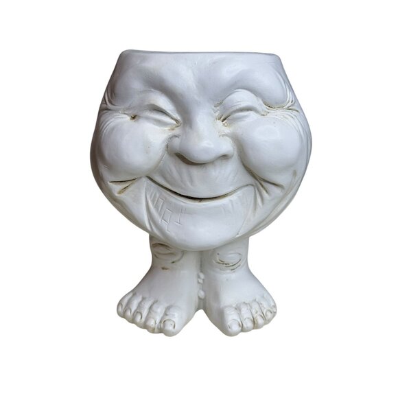 Whimsical White Resin Face Planter With Feet - Picture 4 of 11